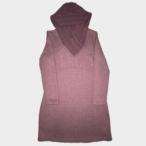 prAna Sweater Dress Womens Small Purple Cable Knit Hooded Long Sleeve Tunic
